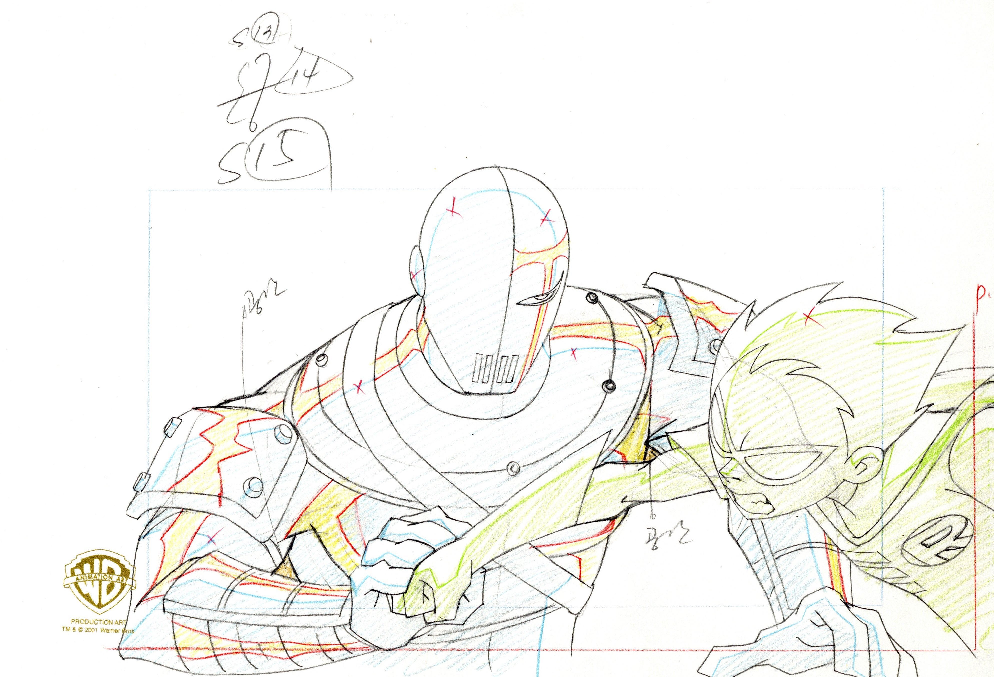 Slade Coloring Teen Titans Original Production Drawing: Robin and Slade – Clampett Studio