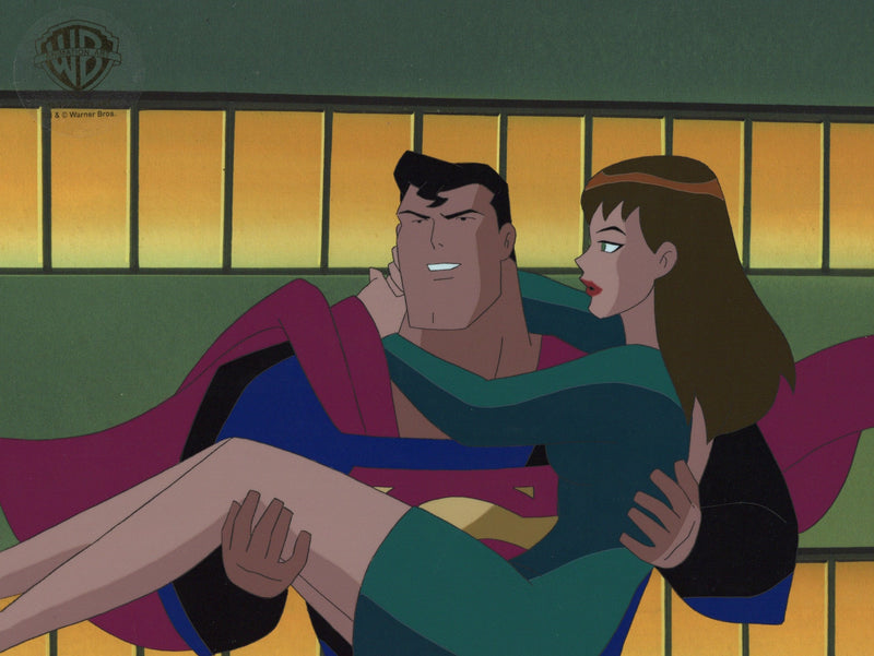 Superman the Animated Series Original Production Cel with Matching Drawing: Superman and Lana