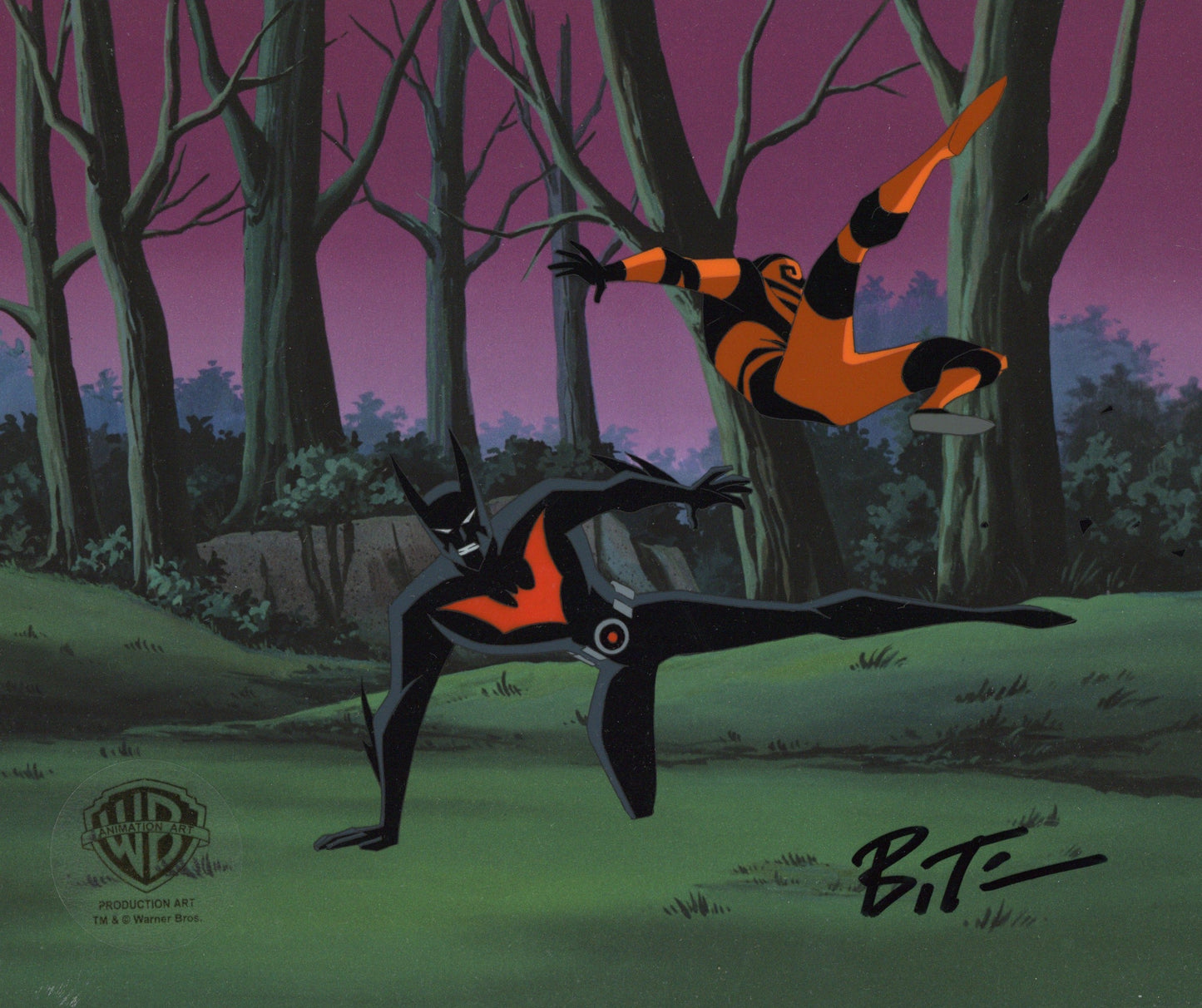 Batman Beyond Original Production Cel signed by Bruce Timm: Batman and Spellbind