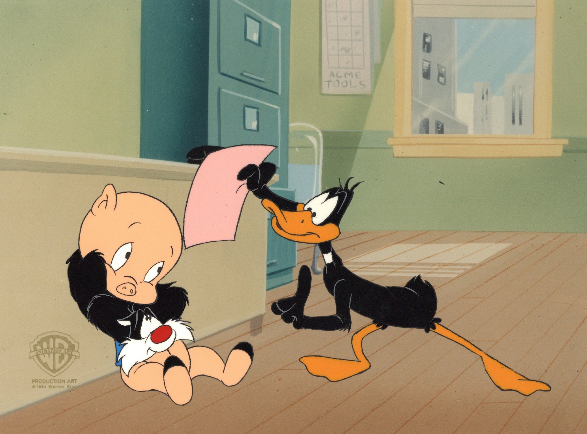 Looney Tunes Original Production Cel: Daffy Duck, Porky Pig, and Sylve ...