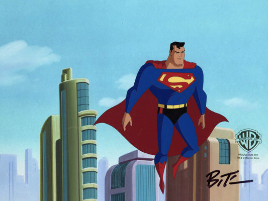 Superman The Animated Series Original Production Cel signed by Bruce Timm: Superman