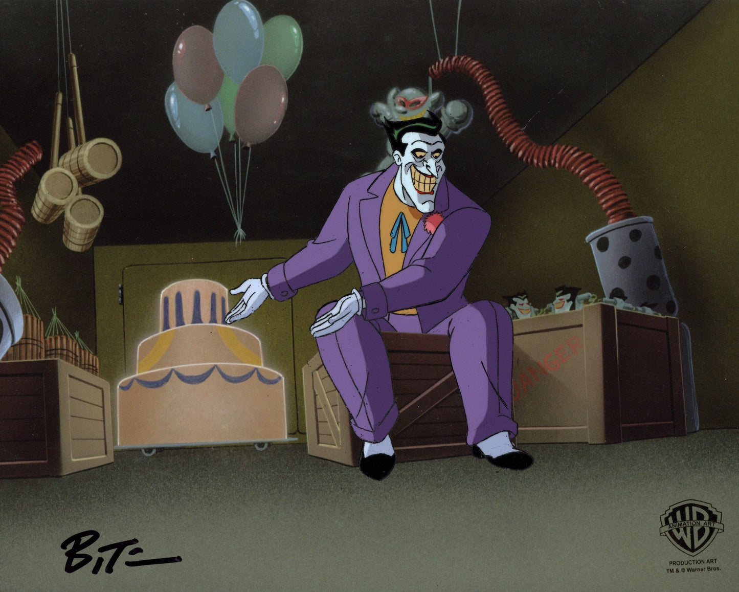 Batman The Animated Series Original Production Cel signed by Bruce Timm: Joker