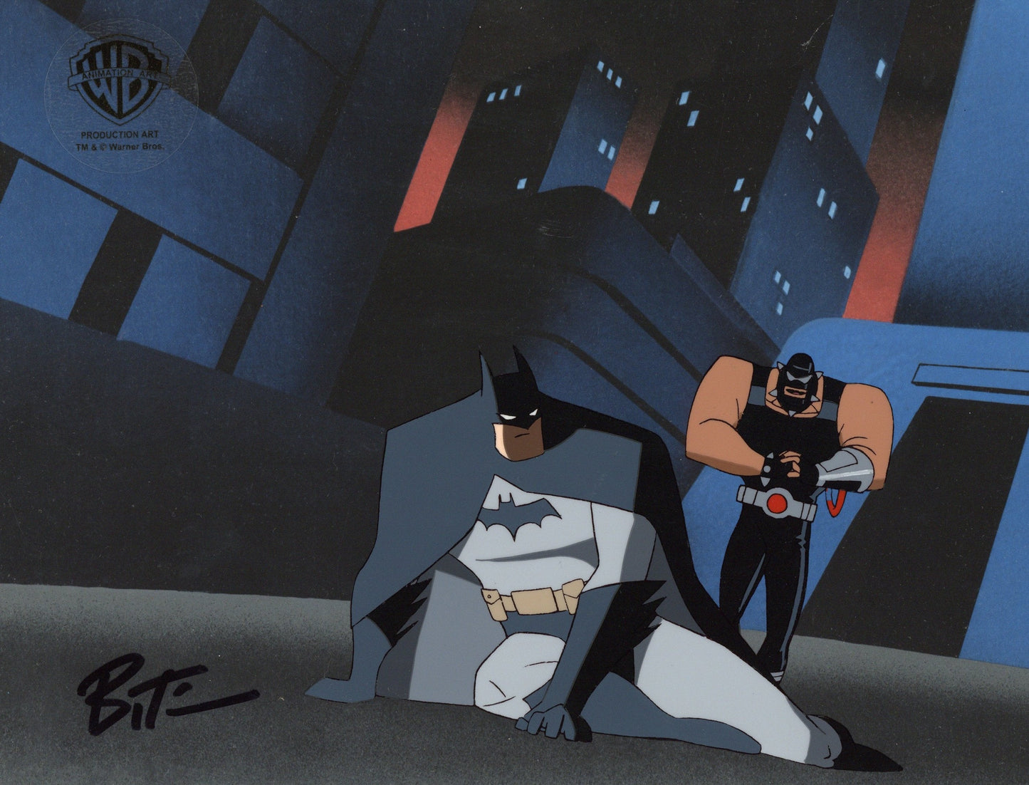 The New Batman Adventures Original Production Cel signed by Bruce Timm: Batman and Bane