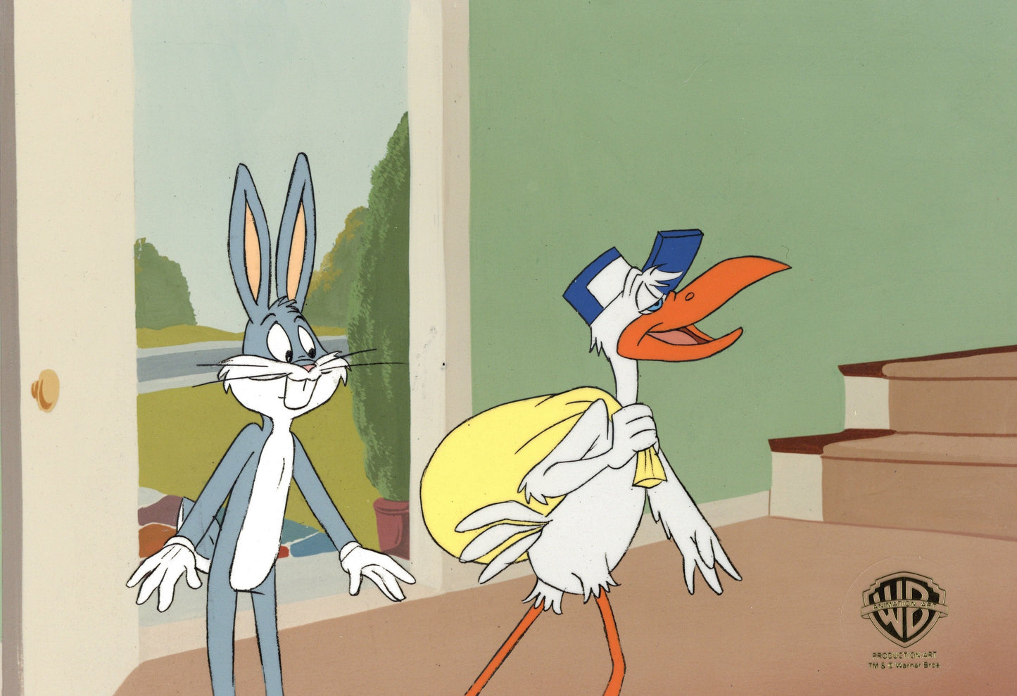 Looney Tunes Original Production Cel: Bugs Bunny and Drunk Stork