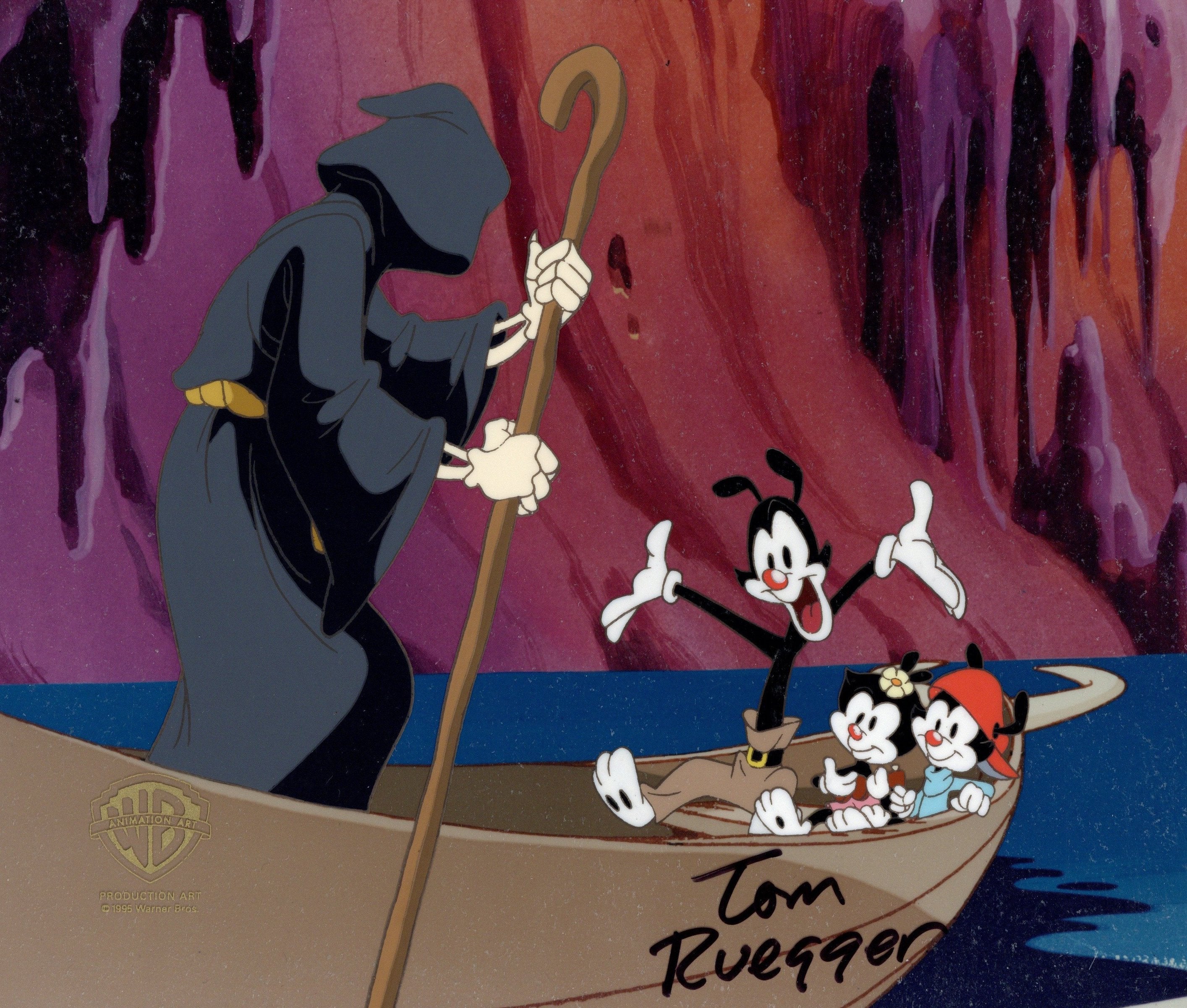 Tom Ruegger Productions Animaniacs Original Production Cel Signed by Tom Ruegger: Wakko, Yakko ...