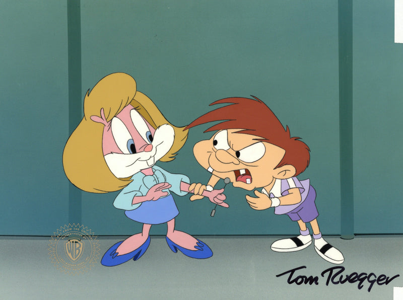 Tiny Toons Adventures Original Production Cel Signed by Tom Ruegger: Babs Bunny and Montana Max