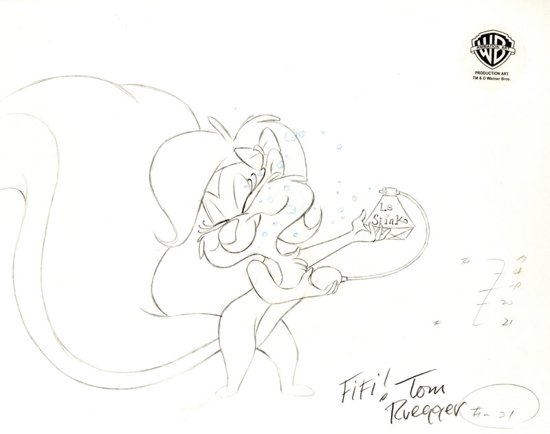 Tiny Toons Original Production Drawing Signed by Tom Ruegger: Fifi La Fume