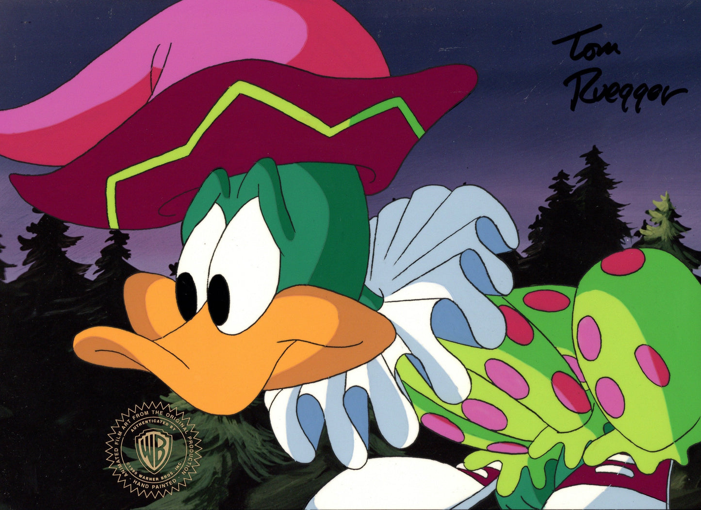 Tiny Toon Adventures Original Production Cel Signed by Tom Ruegger: Plucky Duck