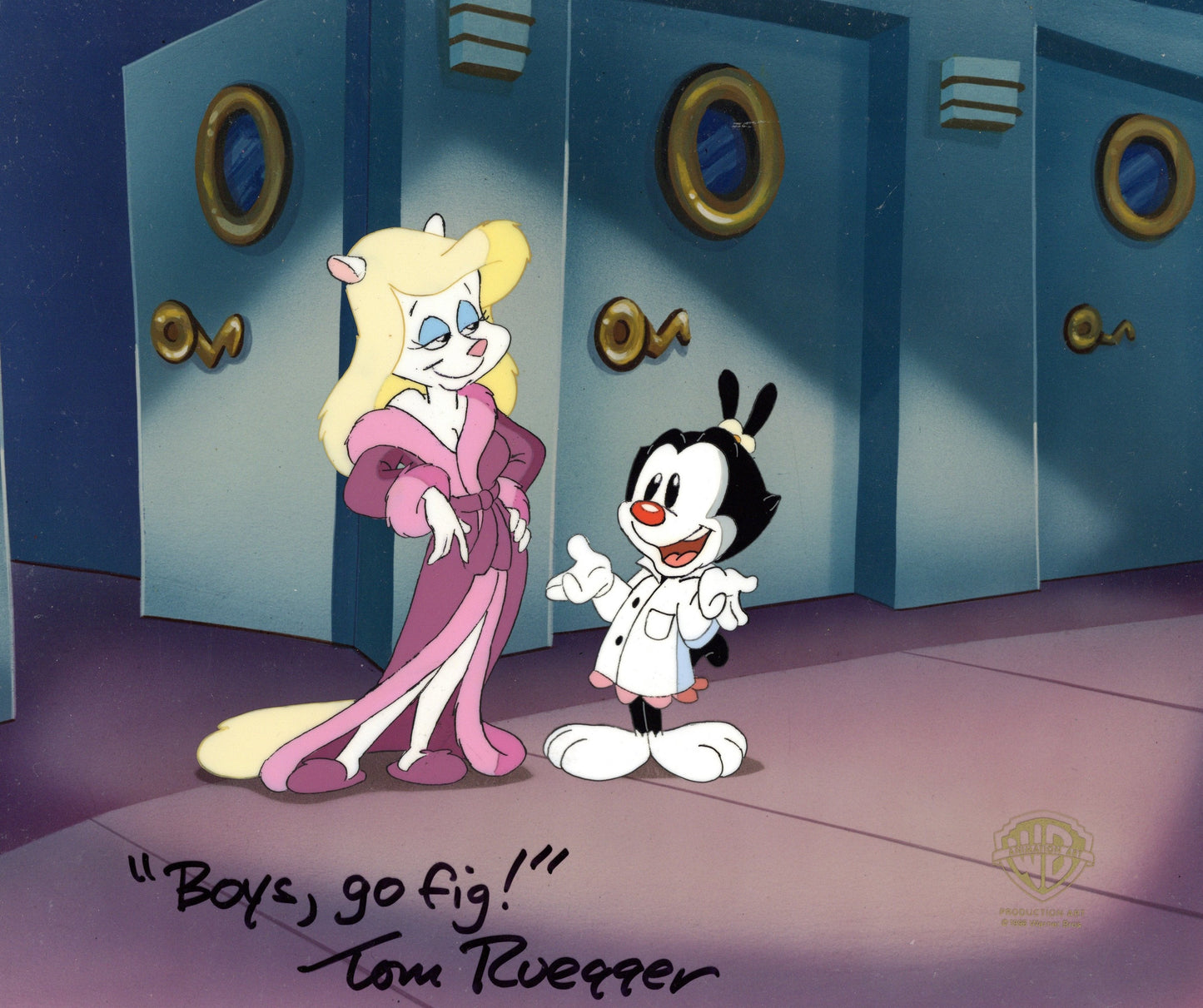 Animaniacs Original Production Cel Signed by Tom Ruegger: Minerva and Dot