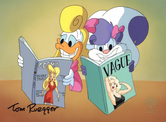 Tiny Toons Adventures Original Production Cel Signed by Tom Ruegger: Shirley The Loon and Fifi La Fume