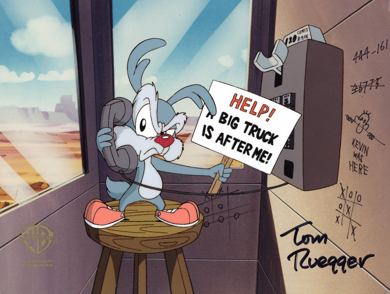 Tiny Toons Adventures Original Production Cel Signed by Tom Ruegger: Calamity Coyote