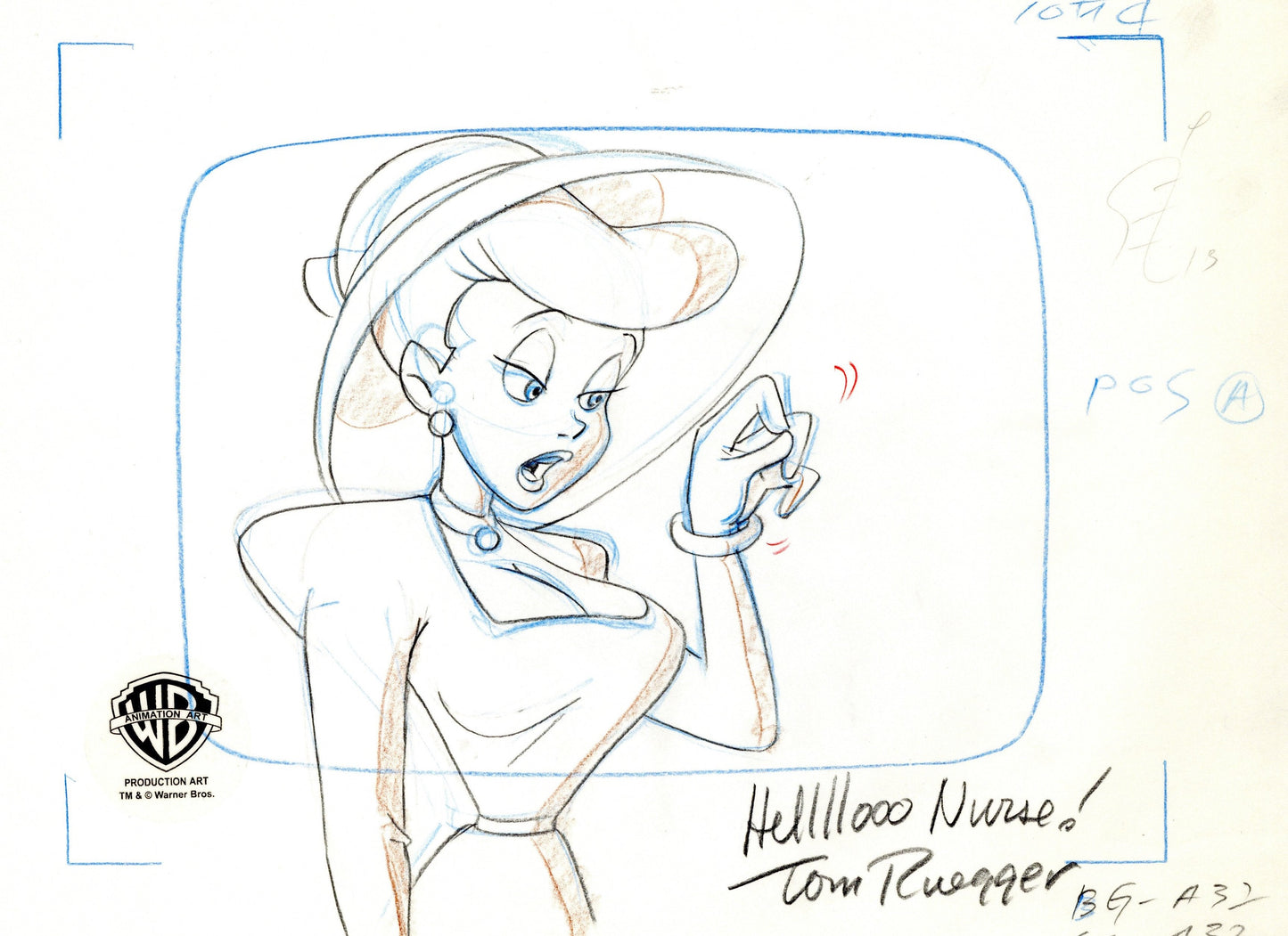 Animaniacs Original Production Layout Drawing Signed by Tom Ruegger: Hello Nurse