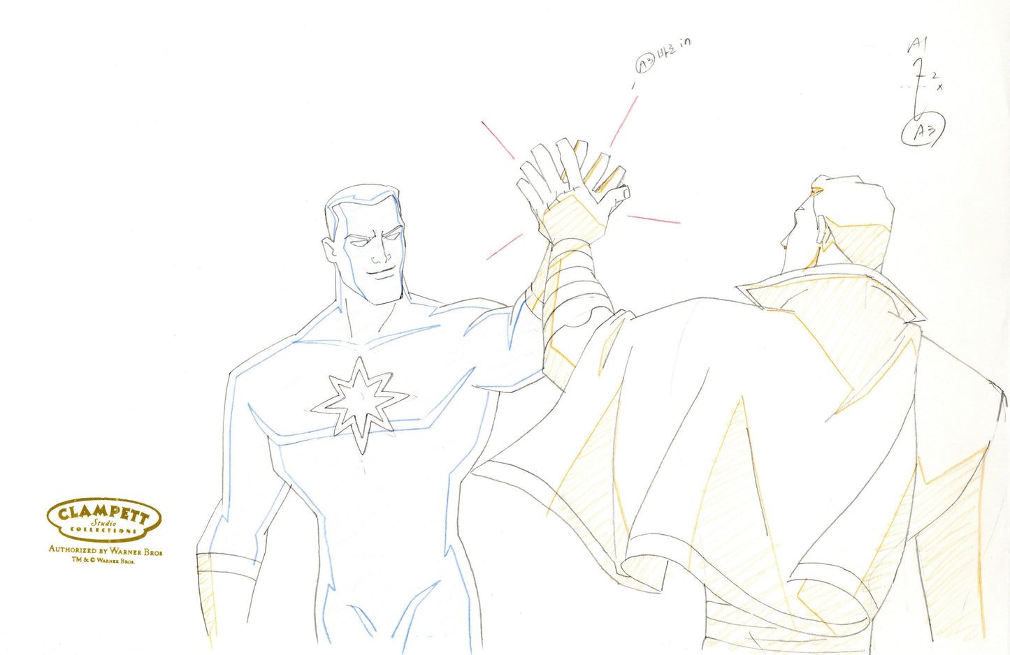 Justice League Unlimited Original Production Drawing: Captain Atom and Captain Marvel