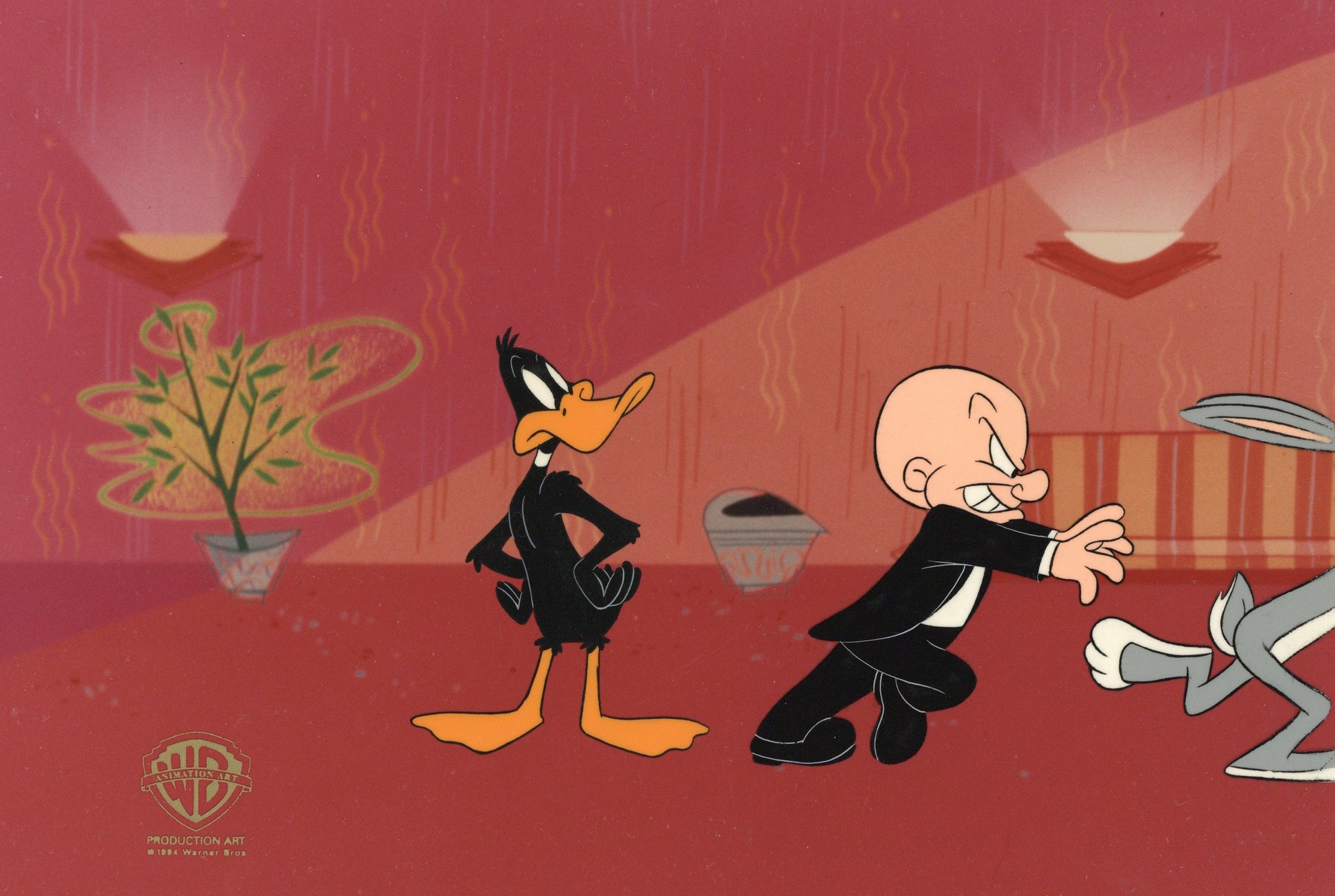 Looney Tunes Original Production Cel: Daffy Duck, Elmer Fudd, Bugs Bun ...