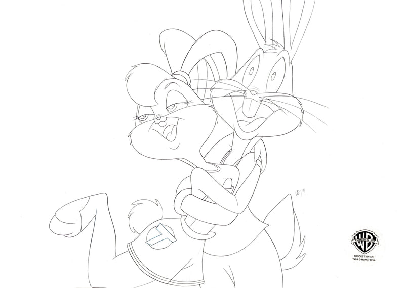 Space Jam Original Production Drawing: Lola Bunny and Bugs Bunny