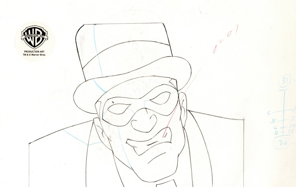 Batman The Animated Series Original Production Cel with Matching Drawing: Riddler