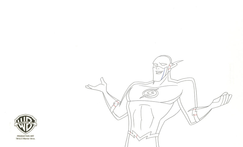Justice League Original Production Double Aperture Drawing: Martian Manhunter and Flash