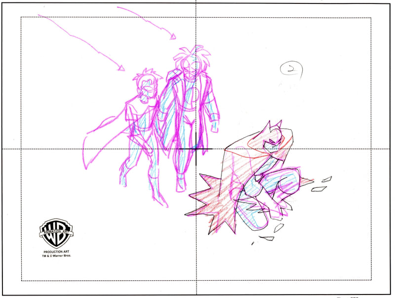 Static Shock Original Production Drawing: Batman, Robin, Static Shock