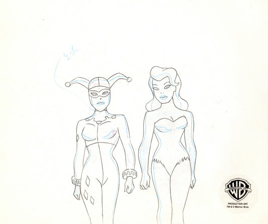 Batman The Animated Series Original Production Drawing: Harley and Poison Ivy