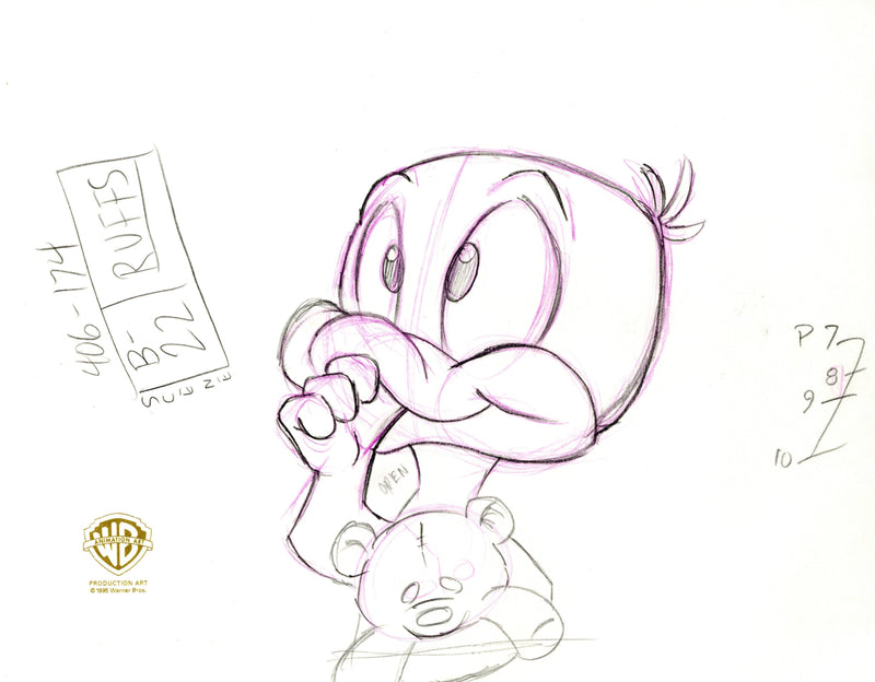 Tiny Toons Original Production Drawing: Baby Plucky Duck