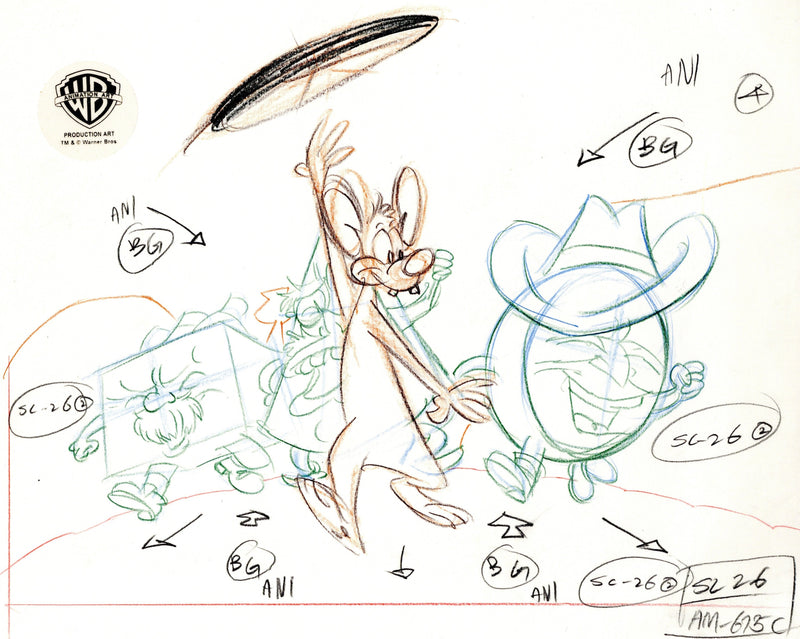 Pinky And The Brain Original Production Layout Drawing: Pinky