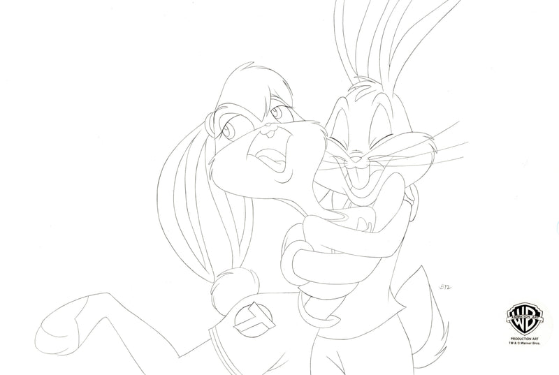 Space Jam Original Production Drawing: Lola Bunny and Bugs Bunny