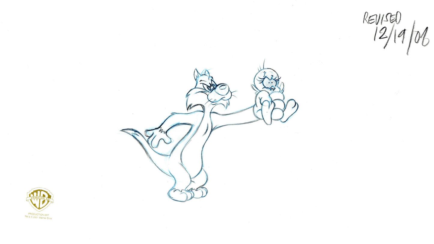 Looney Tunes Original Production Drawing:  Sylvester and Tweety