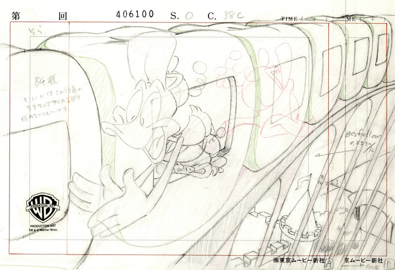Tiny Toons Original Production Layout Drawing: Plucky Duck and Hamton
