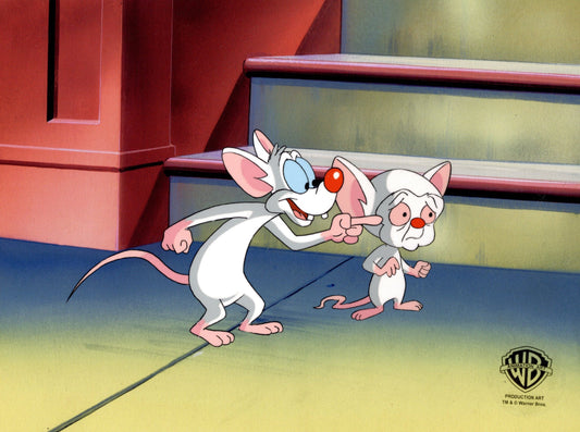 WB SQ LITHOGRAPH OF PINKY AND THE BRAIN SIGNED