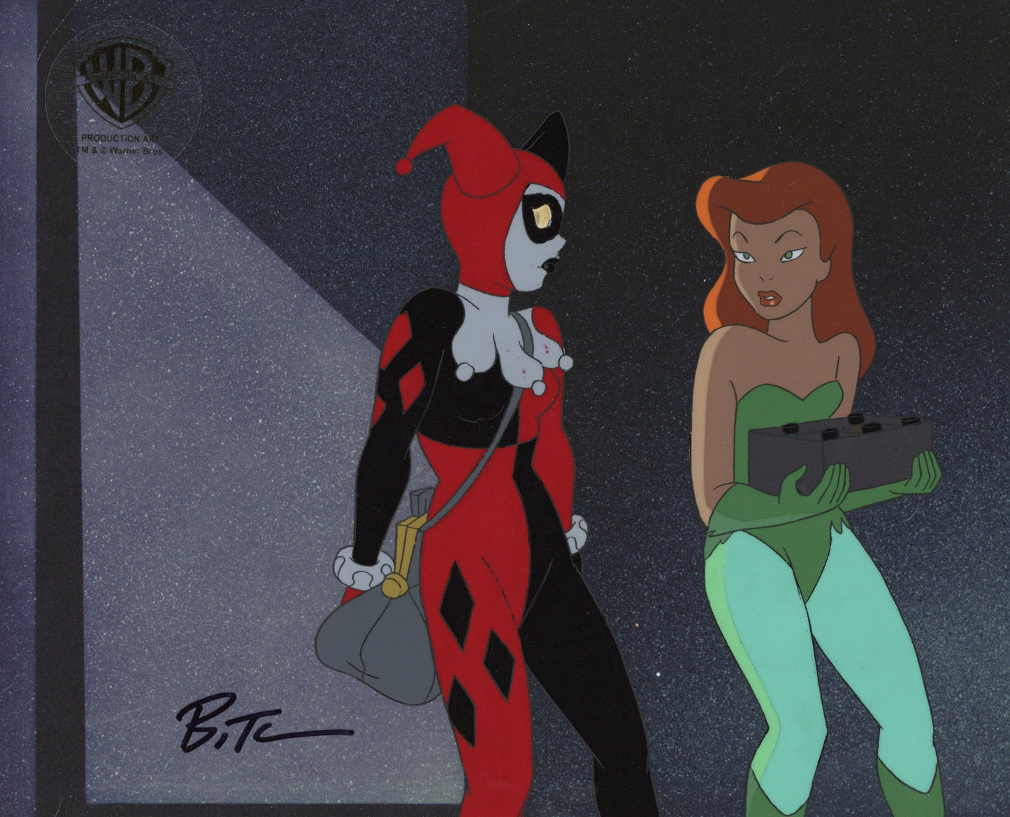 Batman The Animated Series Original Production Cel Signed by Bruce Timm: Harley and Ivy