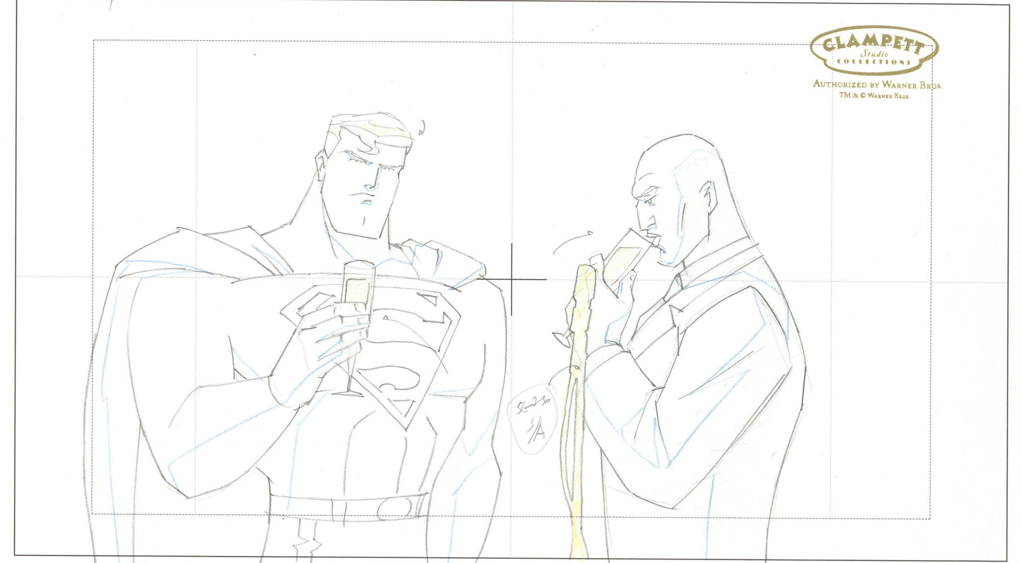 Justice League Original Production Drawing: Superman and Lex Luthor