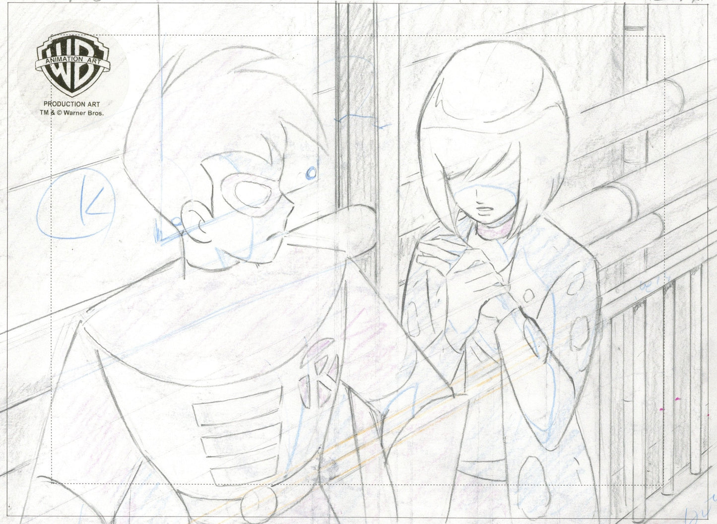 The New Batman Adventures Original Production Layout Drawing: Robin and Annie