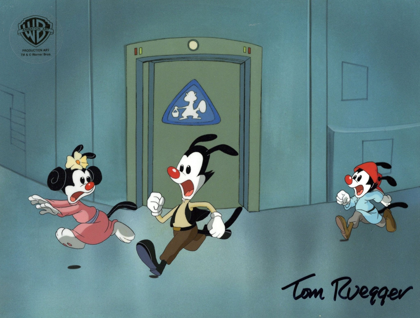 Pinky and the Brain Original Production Cel and Drawing Signed by Tom Ruegger: Wakko, Yakko, Dot - Choice Fine Art
